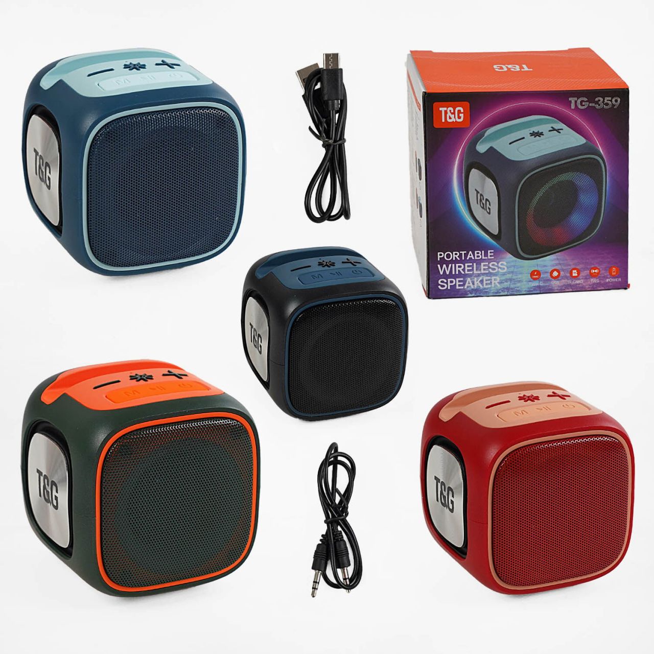 Колонка C 67905 / TG 359 (50) bluetooth, від акумулятора, підсвічування, type C, TF-картка, usb-слот, AUX-роз’єм