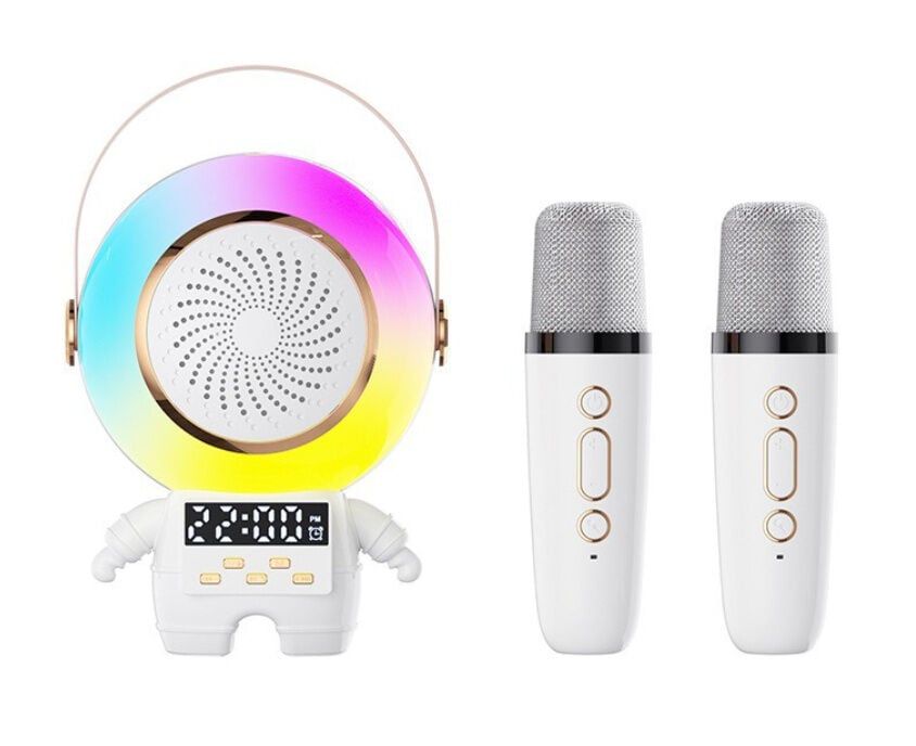 Караоке C 72554 (40) bluetooth, 2 мікрофони, підсвічування, type-c, TF-картка, AUX-роз’єм, регулювання гучності, зміна голосу
