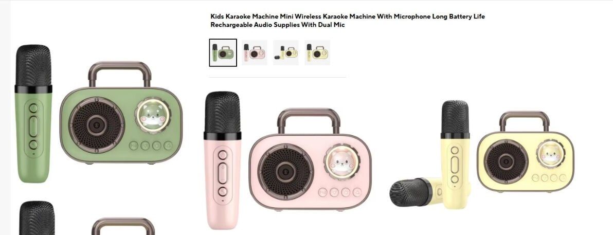 Караоке C 77533 2 мікрофони, підсвічування, вбудований акумулятор, Bluetooth, підтримка TF-карти, роз’єм AUX, type-С, USB, зміна голосу