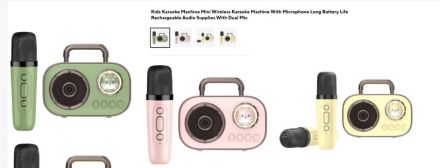 Караоке C 77533 2 мікрофони, підсвічування, вбудований акумулятор, Bluetooth, підтримка TF-карти, роз’єм AUX, type-С, USB, зміна голосу