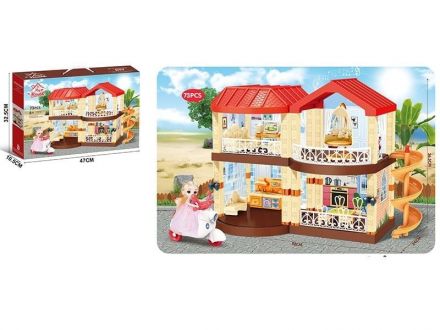 Ляльковий будинок 326 D 134 (24) DIY, 73 елементи, мелодія, наліпки, лялька, мопед, меблі
