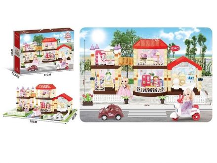 Ляльковий будинок 326 D 137 (12) DIY, 123 елементи, мелодія, наліпки, 2 ляльки, мопед, машинка, меблі