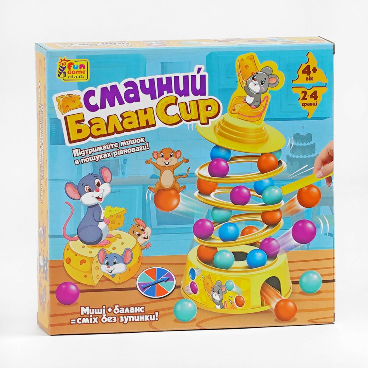 Настільна гра "Смачний БаланСир" 37297 (12) "4FUN Game Club", 36 кульок, основа, 4 кільця, палички, наліпки, фігурка мишеняти