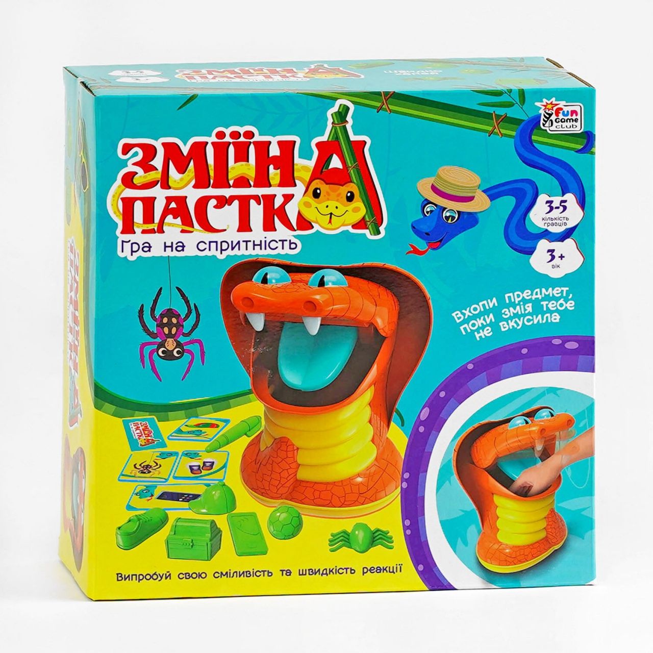 Настільна гра "Зміїна пастка" 38265 (12) "4FUN Game Club", ігрова платформа, 10 карток, 10 предметів