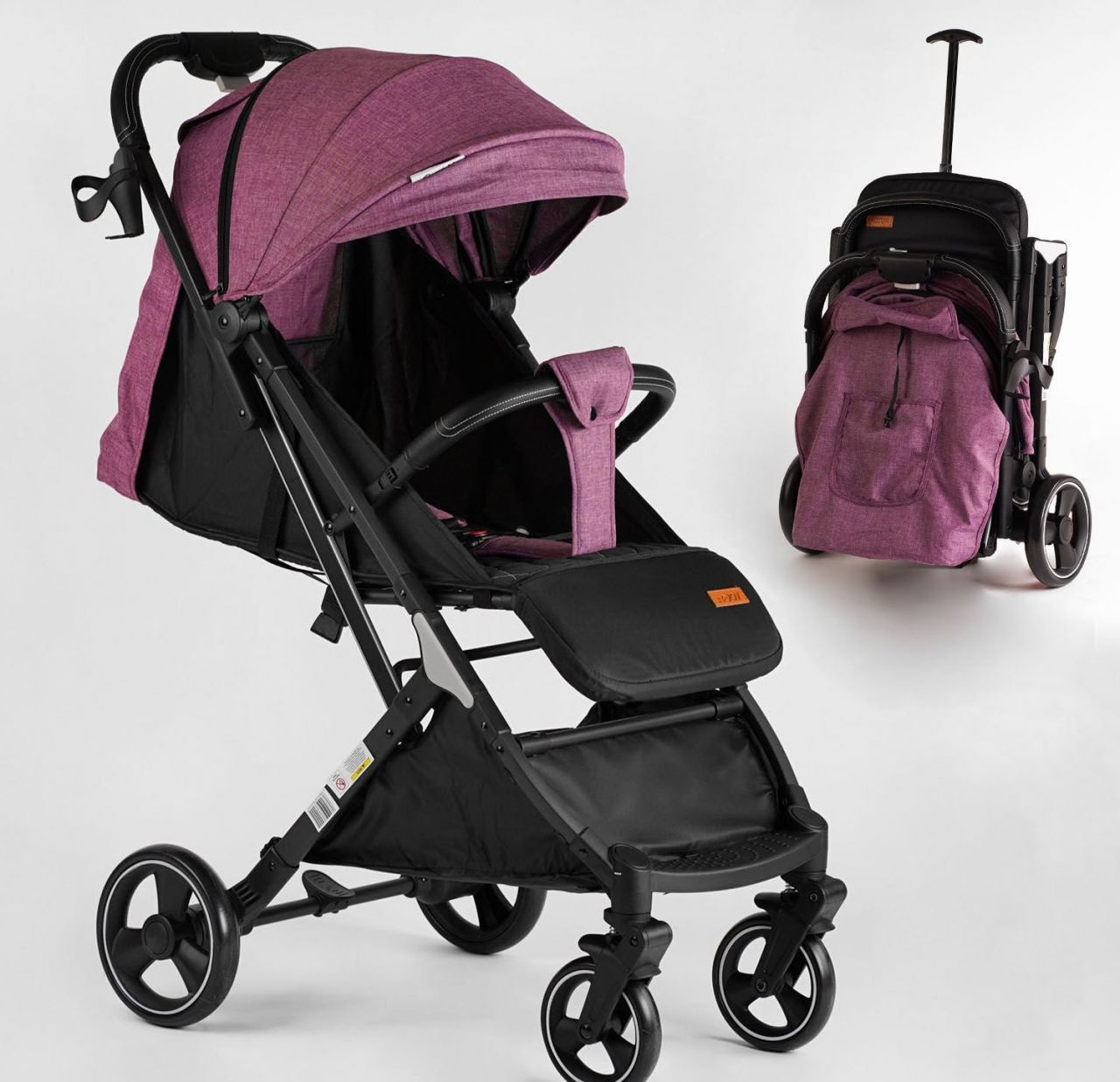 Візок прогулянковий дитячий "JOY" Comfort L-30201 (1) колір ФІОЛЕТОВИЙ, рама сталь з алюмінієм, футкавер, підсклянник, телескопічна ручка
