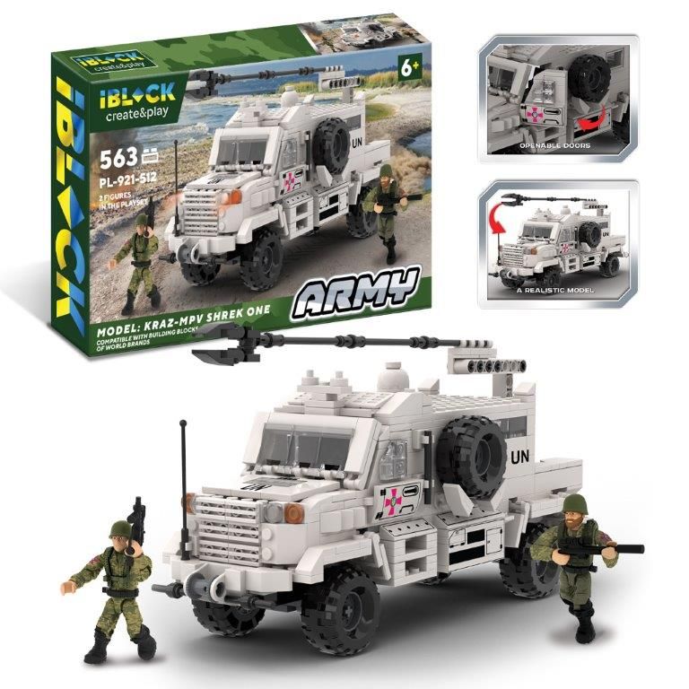 Конструктор IBLOCK арт. PL-921-512 (12шт) Армія, КРАЗ -MPV Shrek One, 563дет