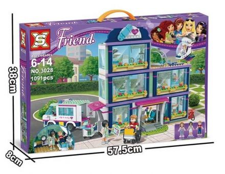 'Конструктор Friend 3028 ''Клиника Хартлейк Сити'' 1091 дет'