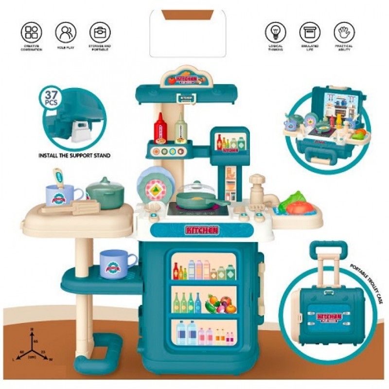 Кухня 3685 плита,мийка,продукти,посуд,37предм.,скл.в валізу,муз.,світло,бат