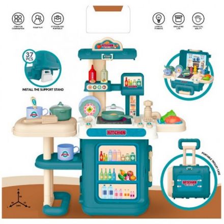Кухня 3685 плита,мийка,продукти,посуд,37предм.,скл.в валізу,муз.,світло,бат