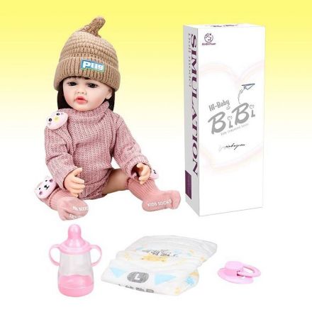 Лялька XBY 5528 (12) висота 52 см, гумова, шапочка, пляшечка, памперс, соска 
