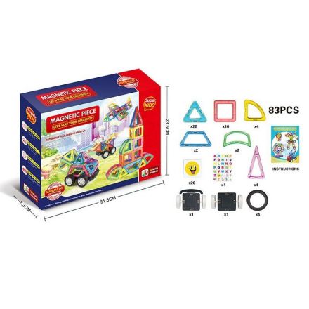 Конструктор магнітний M 2266-14 (16) 83 деталі, 2 основи з колесами
