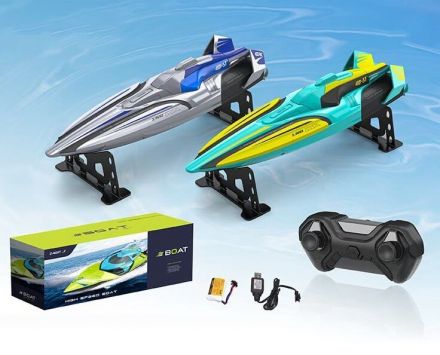 Катер на радіокеруванні 2080 (24) 2 кольори, акумулятор 7.4 V, USB-кабель, пульт керування на батарейках 2.4 GHZ, водонепроникний, працює на воді