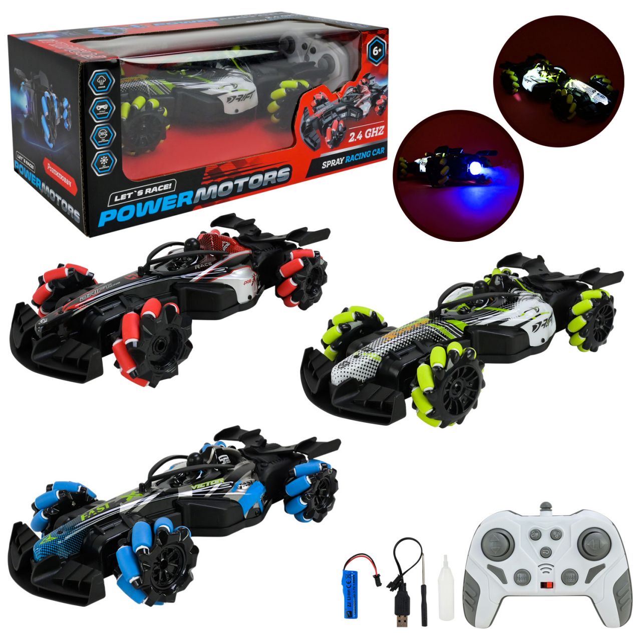 Машина р/к арт. PM3422 (32шт) “POWERMOTORS” 3 кольори акум,світло,звук,пар,пульт кер