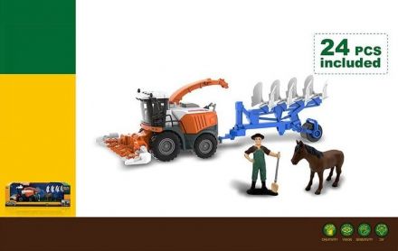Комбайн 550-37 K (24/2) підсвічування, звуки транспорту, інерція, гумові колеса,фігурка людини й коня, навісне обладнання від’єднується