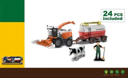 Комбайн 550-38 K (24/2) підсвічування, звуки транспорту, інерція, гумові колеса,фігурка людини й корови, цистерна від’єднується