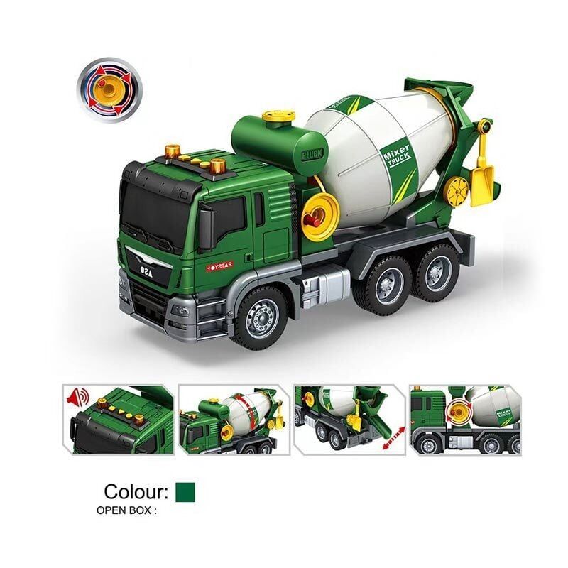 Спецтехніка 666-52 T (18) “Бетономішалка”, інерція, звуки, підсвічування, гумові шини, рухливі елементи