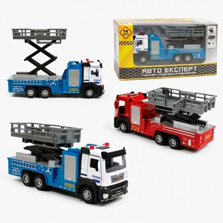 Спецтехніка LS-0748-65 Авто Експерт “Автопідіймач”, металопластик 1:32, інерція, підсвічування, звук, відчиняються двері, підйомна платформа