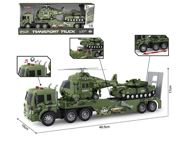 Машина WY 578 E (12) інерція, підсвічування, звуки, рухливі елементи, гумові шини, танк, вертоліт
