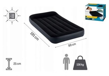 Intex Велюр Ліжко 64141 (4) розміром: 191х99х25см односпальна, з підголов'ям