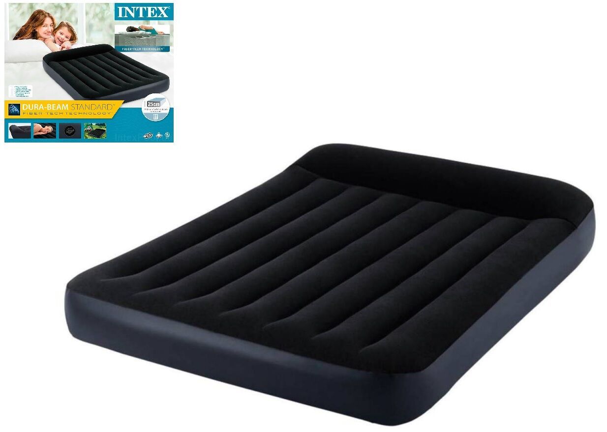 Intex Велюр Ліжко 64142 з підголовником, розмір 191х137х25см