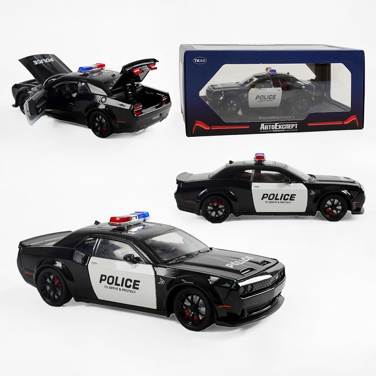Машинка GT - 98350 (24) "Авто Експерт", поліцейська машина, металопластик, 1:24, звук, світло, інерція, відкриваються двері 