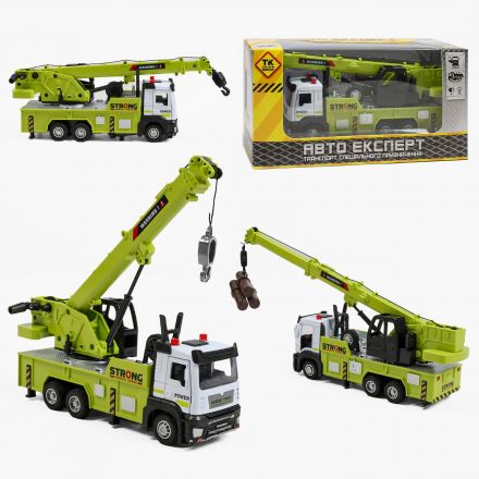 Спецтехніка LS-7364-36 “Авто Експерт” “Підйомний кран” металопластик 1:32 інерція підсвіч звук механічпідіймач, телескопічна стрілка з гаком