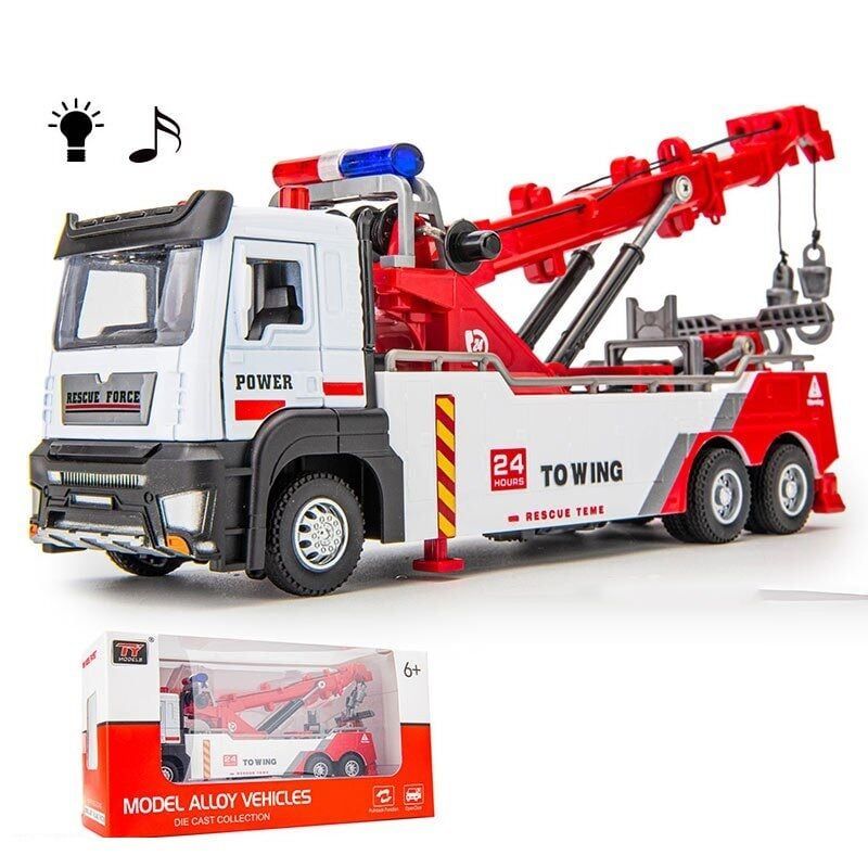 Спецтехніка LS-7414-21 “Евакуатор” металопл1:32 інерція підсвіч, звук телеск стрілка обертається відчиняються двері 