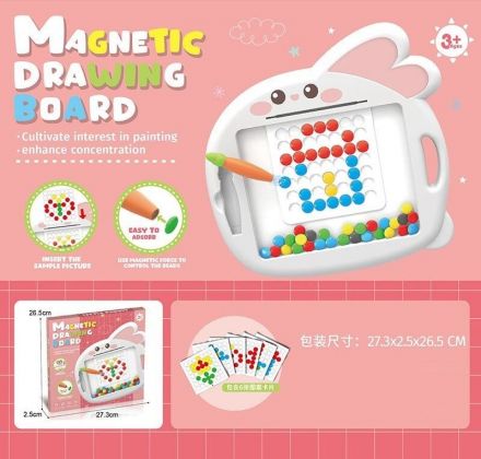 Магнітна мозаїка 761-2 (60) “Зайченя”, магнітний стилус, 6 карток із завданнями