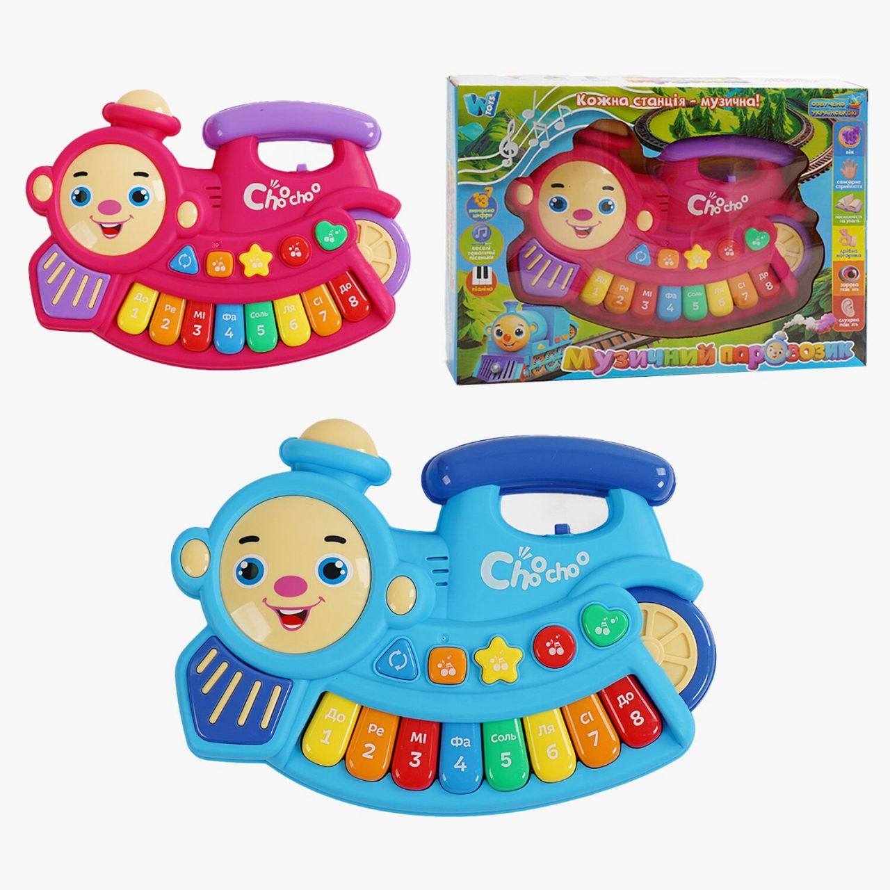 Піаніно музичне 58367 (60) "WToys", ОЗВУЧУВАННЯ УКРАЇНСЬКОЮ МОВОЮ, музичні ноти, цифри, мелодії, пісні, підсвічування