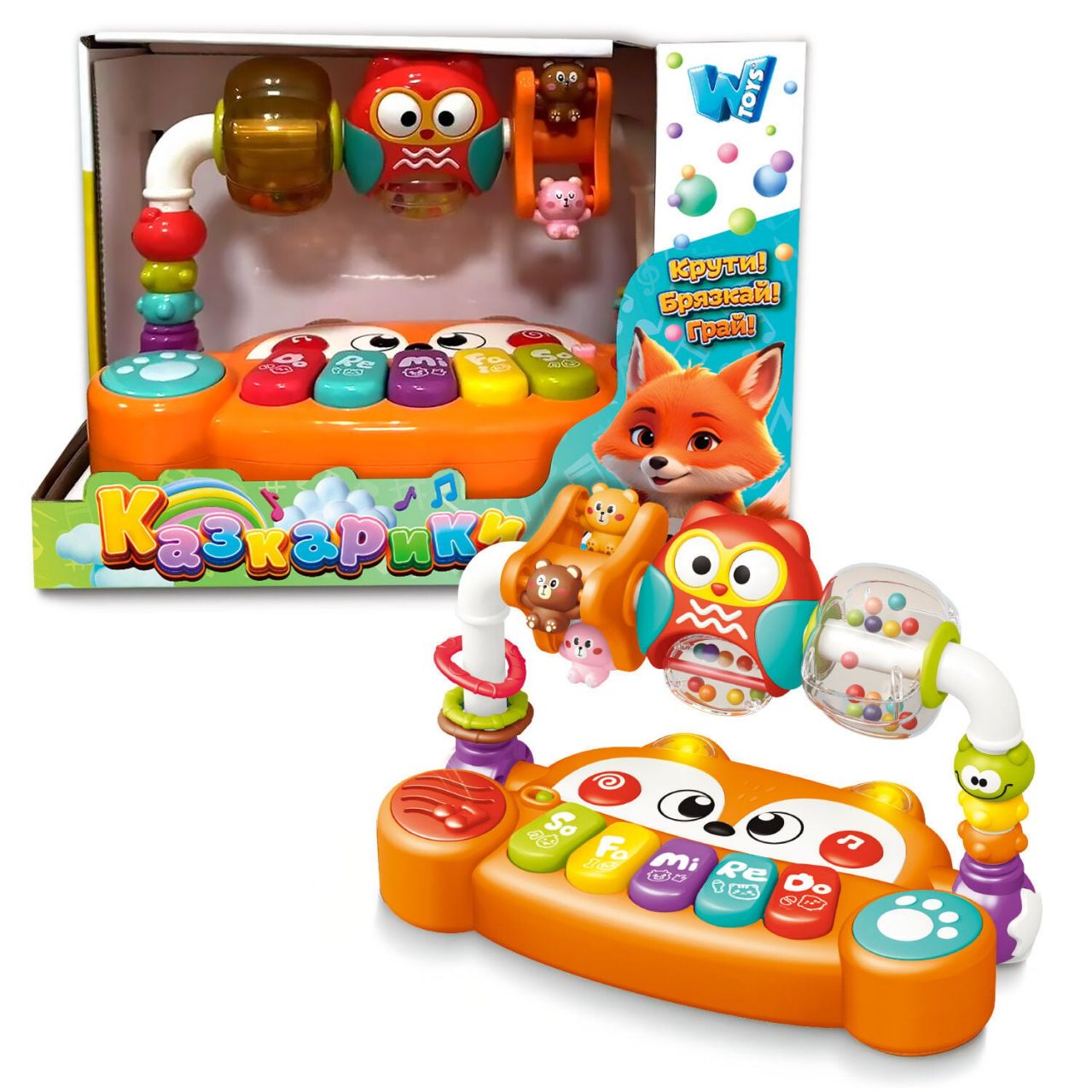 Музичний центр "Казкарики" 83339 (36) "WToys", ОЗВУЧУВАННЯ УКРАЇНСЬКОЮ МОВОЮ, підсвічування, пісні, казки, віршики, ноти 