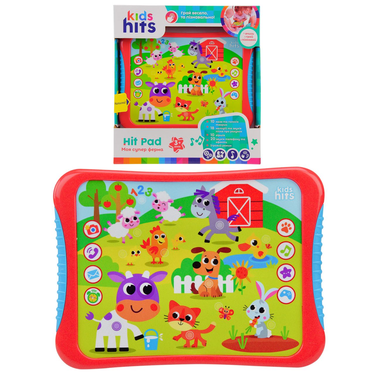 Планшет Kids Hits арт. KH01/004 (48шт)"Моя супер ферма"батар, на укр, назви тварин, звуки, вірши, мелодіі, гра