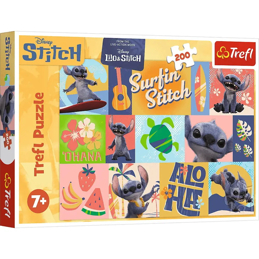 Пазли 200 елментів Disney Stitch The Movie Пригоди на Гаваях, в кор. 33*23*4см, ТМ Trefl, Польща 13331