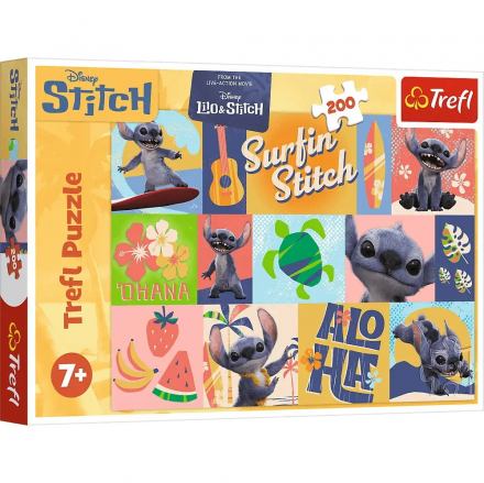 Пазли 200 елментів Disney Stitch The Movie Пригоди на Гаваях, в кор. 33*23*4см, ТМ Trefl, Польща 13331