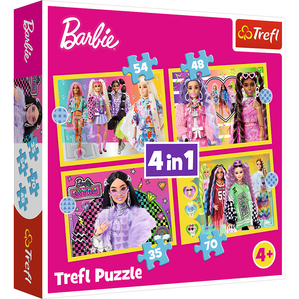 Пазли - (4в1) - "Веселий світ Барбі" / Trefl 34626