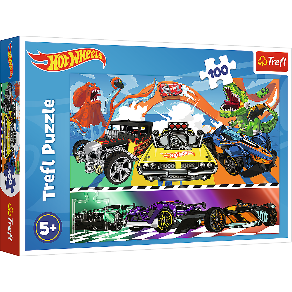 Пазли - (100 елм.) - "Швидкісні авто" / Hot Wheels/Trefl 16466