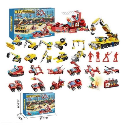 Адвент-календар W 02 (18) 24 віконця, конструктор, будівельна та пожежна техніка