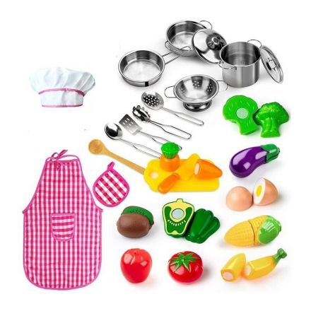 Набір посуду 268-3 (36) металевий посуд, продукти на липучках, фартух