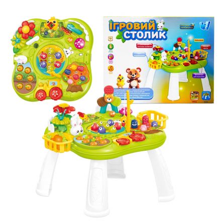 Ігровий столик 73790 (18) “WToys”, ОЗВУЧУВАННЯ УКРАЇНСЬКОЮ МОВОЮ, бізіборд, логічні ігри, магнітна риболовля, звуки