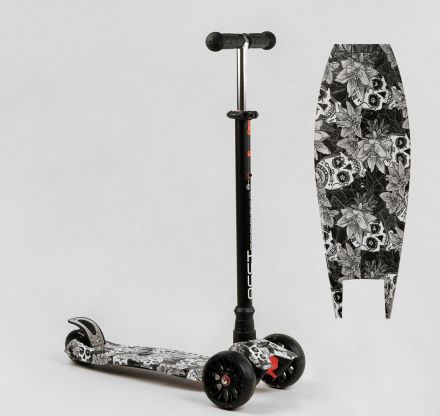 Самокат триколісний MAXI S - 12208 (1) “Best Scooter”, кермо знімне, колеса PU зі світлом, переднє 130х25 мм, задні здвоєні 80х45 мм