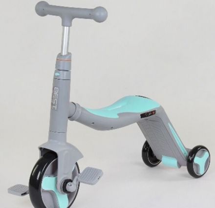 Самокат 3в1 JT 10181 (1) Best Scooter, самокат-велобіг-велосипед, світло, 8 мелодій, колеса PU, переднє колесо d = 20 см, задні d = 11 см