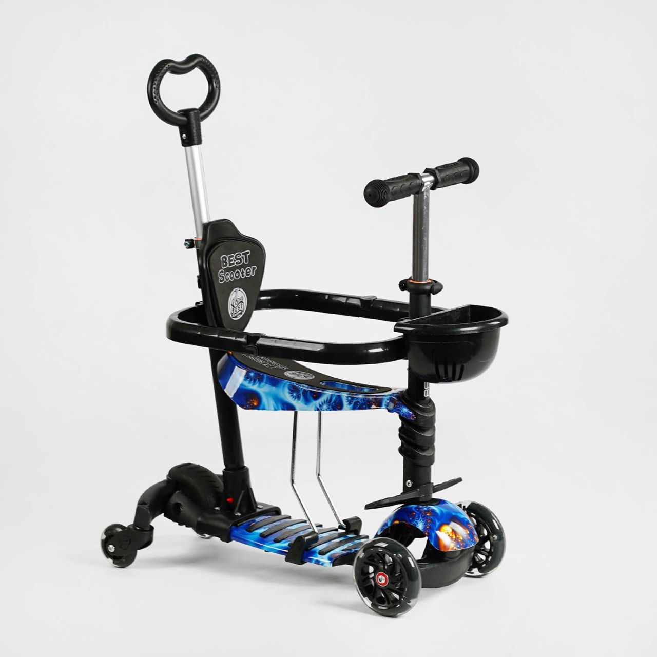 Самокат 5в1 LS-70036 (1) Best Scooter, з ДОП. КОЛЕСАМИ, захисний бампер, PU колеса зі світлом