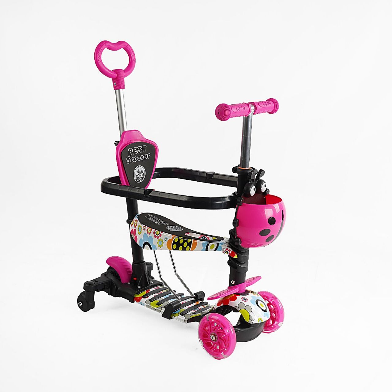 Самокат 5в1 LS-75160 (1) Best Scooter, з ДОП. КОЛІСАМИ, захисний бампер, PU колеса зі світлом