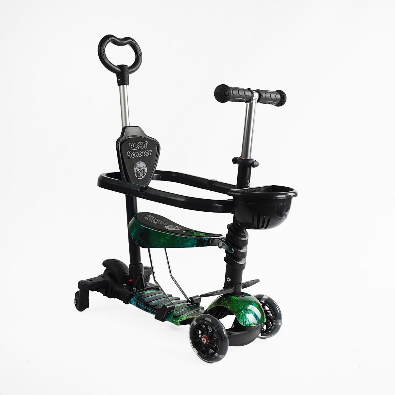 Самокат 5в1 LS-79350 (1) Best Scooter, з ДОП. КОЛІСАМИ, захисний бампер, PU колеса зі світлом