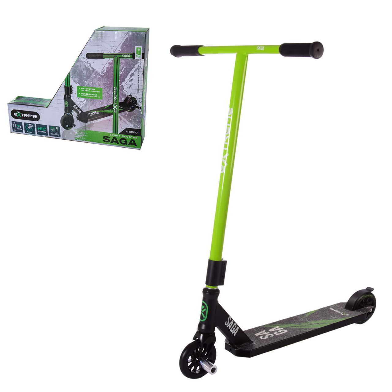 Самокат трюковий 2-х коліс. арт. TR21007 (4шт) GREEN, Extreme Motion SAGA