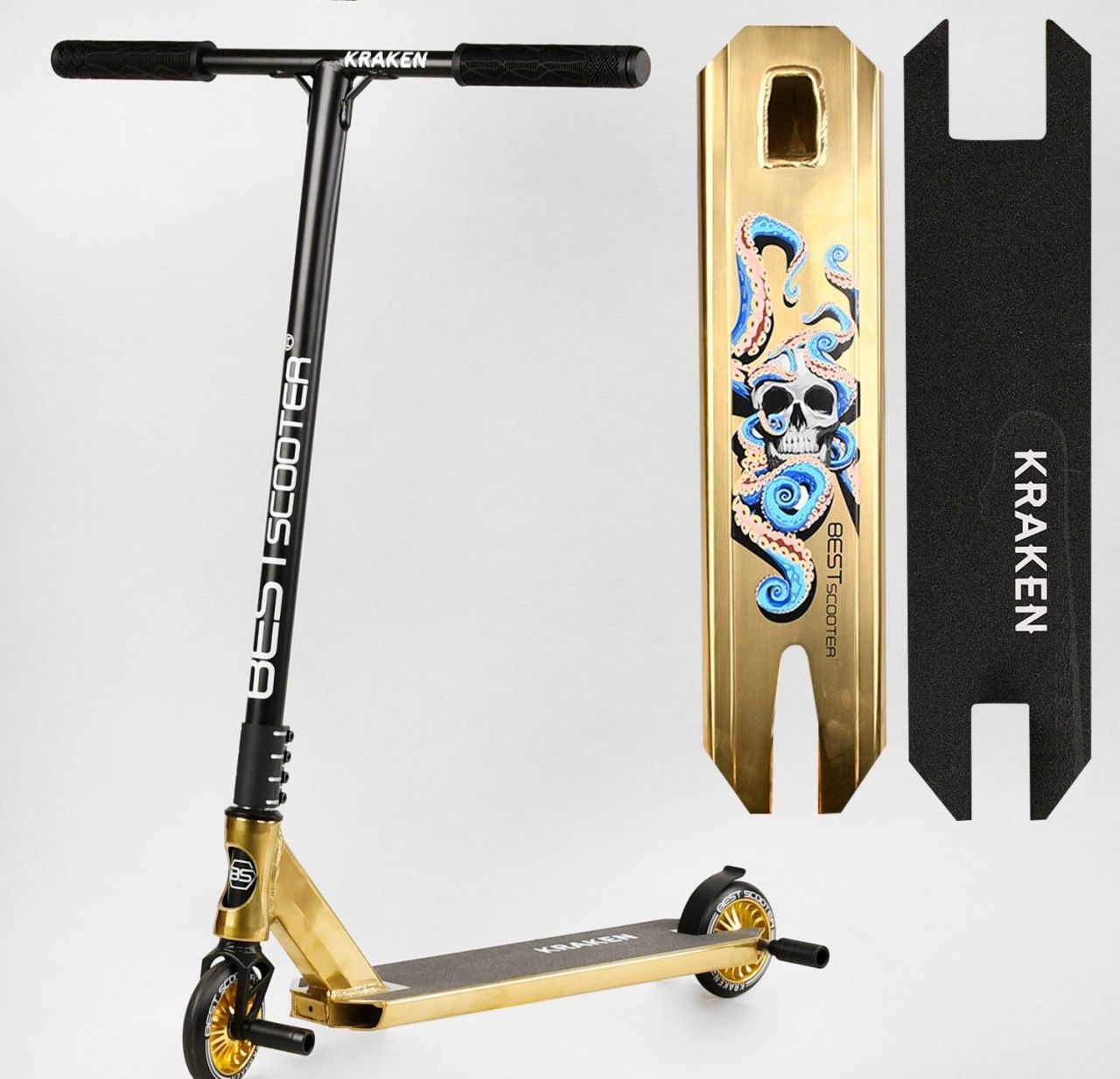 Самокат трюковый KR-93091 Best Scooter (''Kraken'', алюминиевый диск и дека, колёса PU, d=11см)
