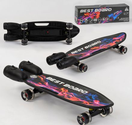 Скейтборд S-00501 Best Board (4) з музикою і димом, USB зарядка, акумуляторні батареї, колеса PU зі світлом 60х45мм