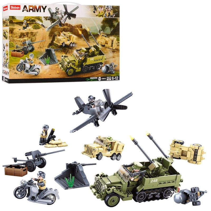 Конструктор SLUBAN M38-B0812 "Army": військовий транспорт, фігурки, 552 дет