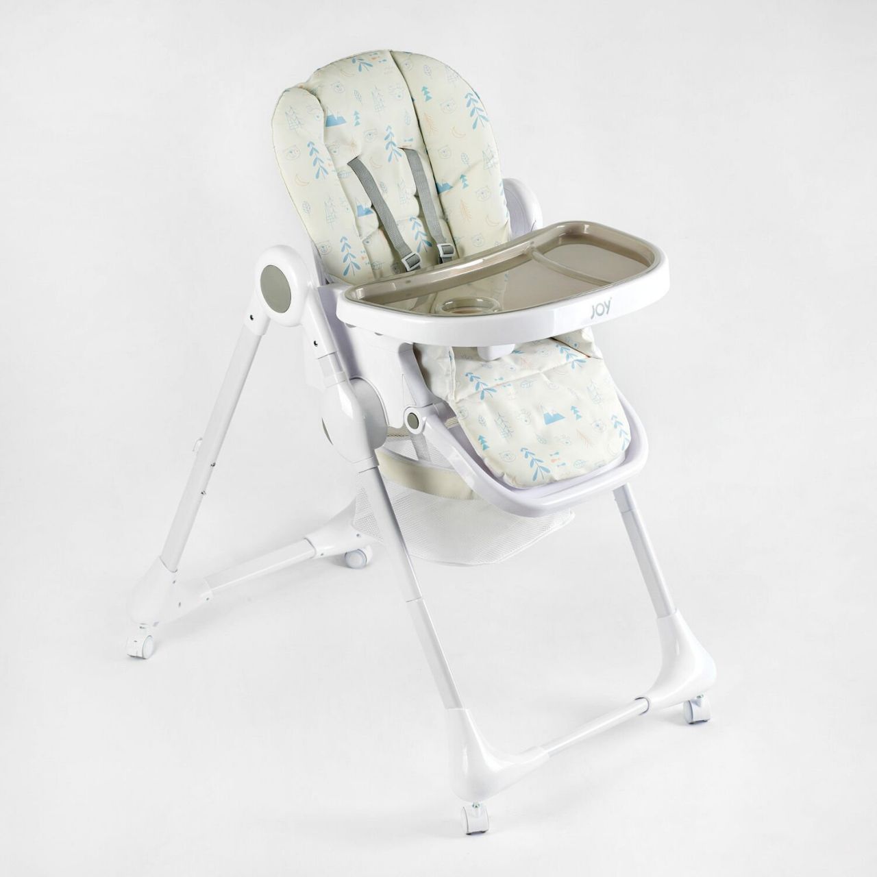 Стільчик для годування Joy K-11058 (1) мягкий чохол ПВХ, 4 колеса, з’ємний столик, кошик
