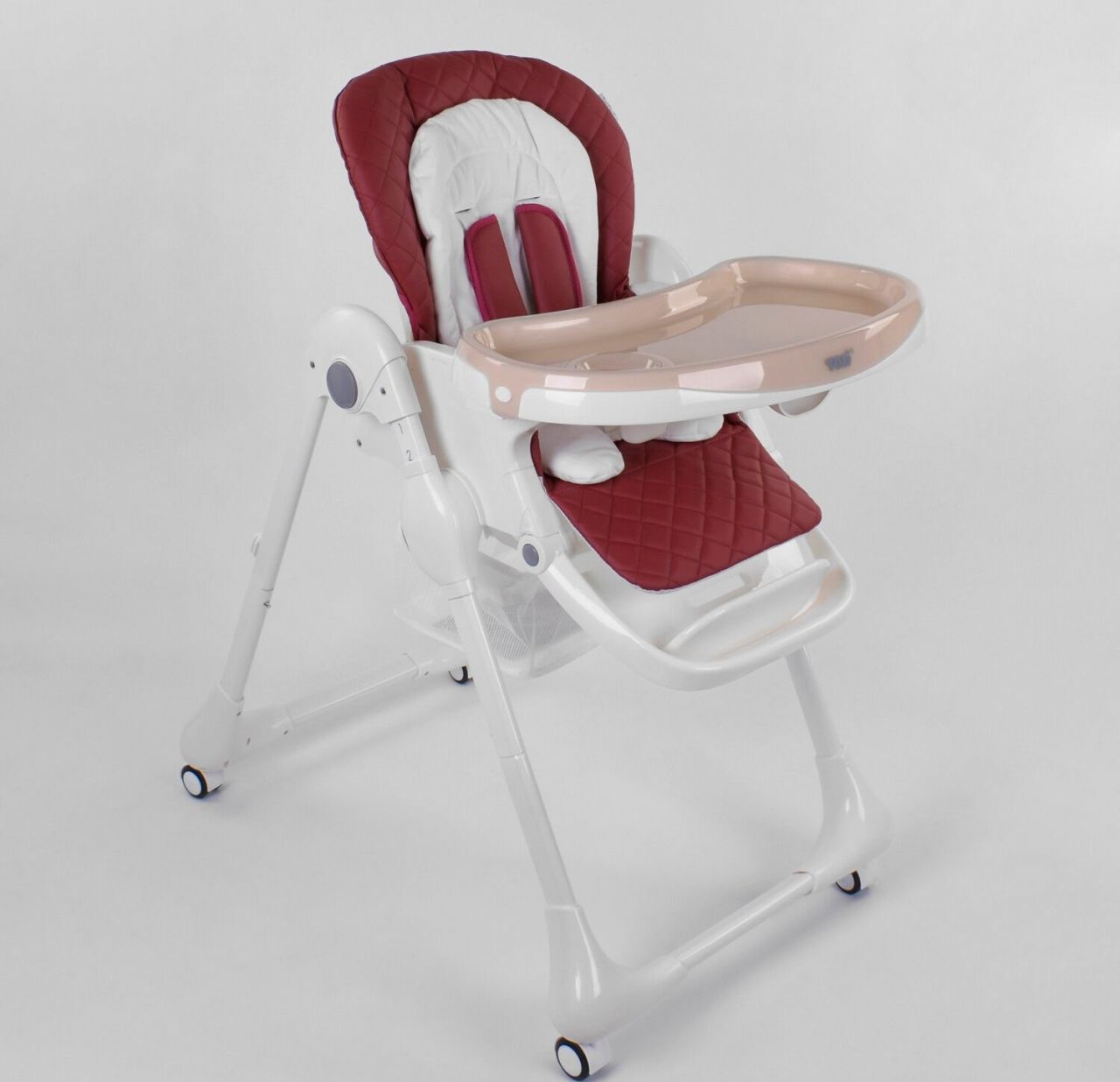 Стільчик для годування Toti W-22019 (1) м'який PU, м'який вкладиш, 4 колеса, знімний столик