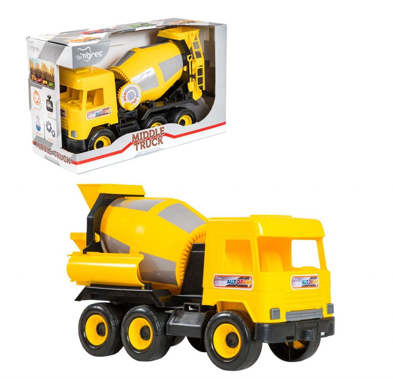  Бетонозмішувач "Middle truck" (жовтий) 39493 (4) "Tigres"